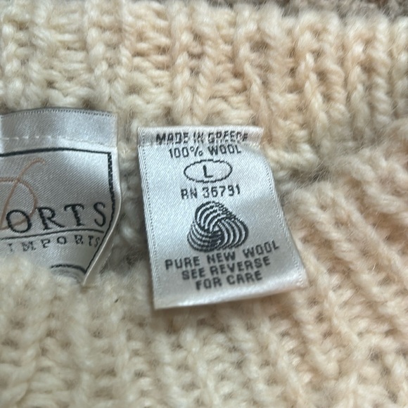 Beautifully Made Cream Color Cable Knit Crewneck Sweater, Women’s Large - Picture 3 of 9